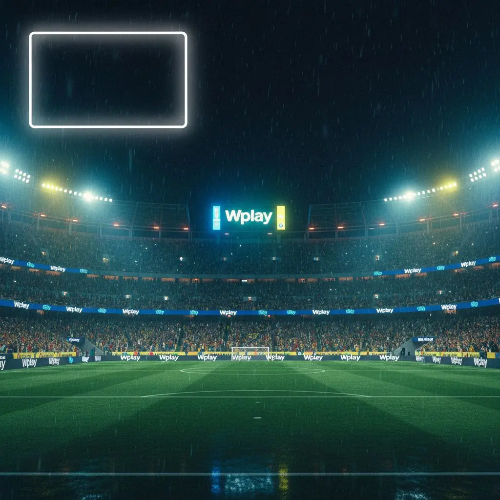 Banner ambientado en un estadio colombiano, resaltando ambiente de apuestas deportivas en Wplay