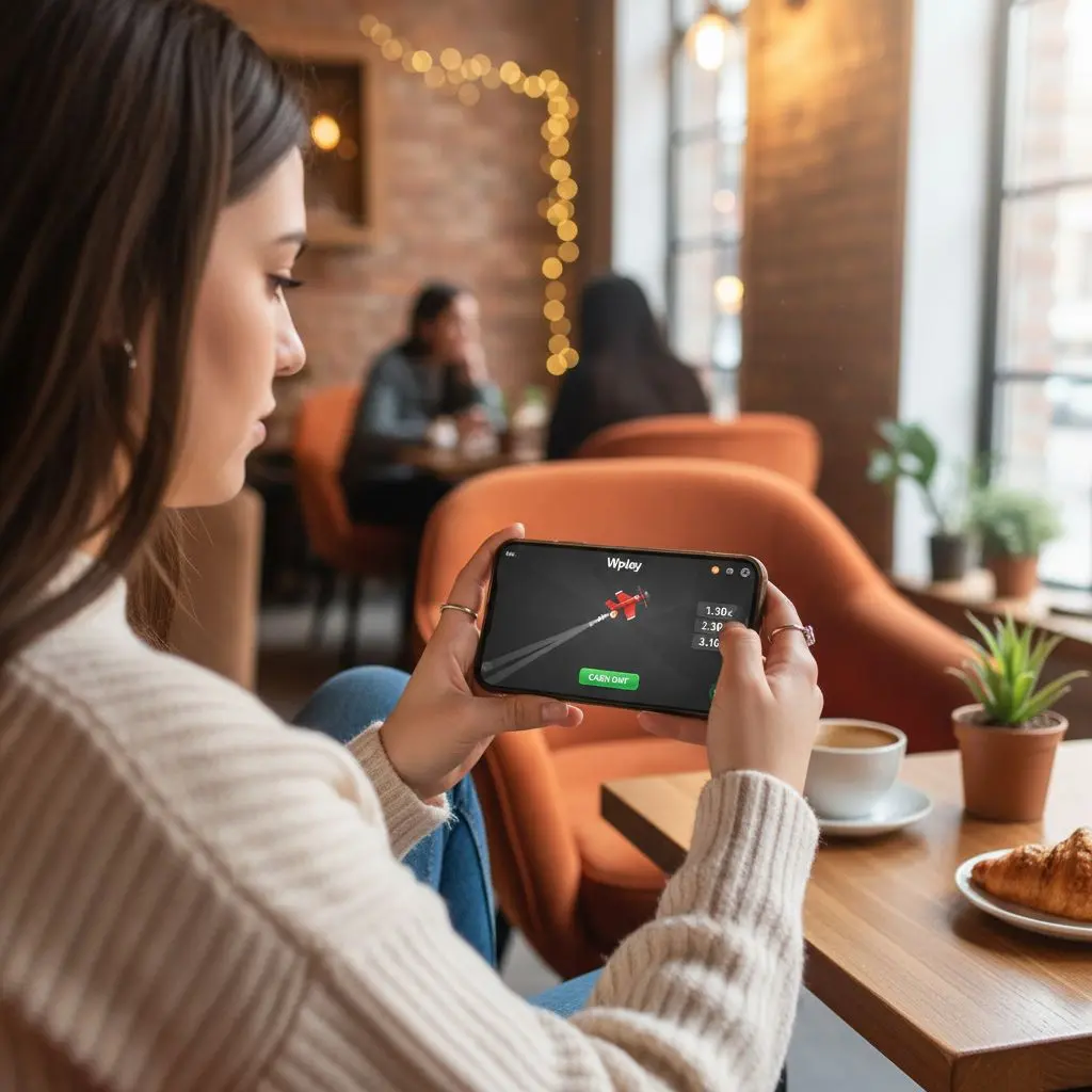 Usuario disfruta Aviator en Wplay desde su móvil con interfaz clara