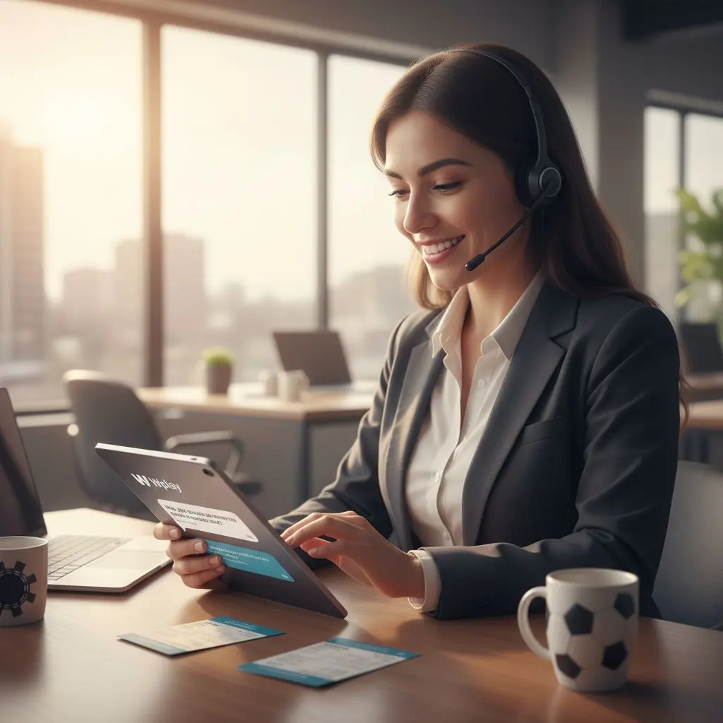 Agente de soporte Wplay atendiendo consulta por chat en vivo desde computadora