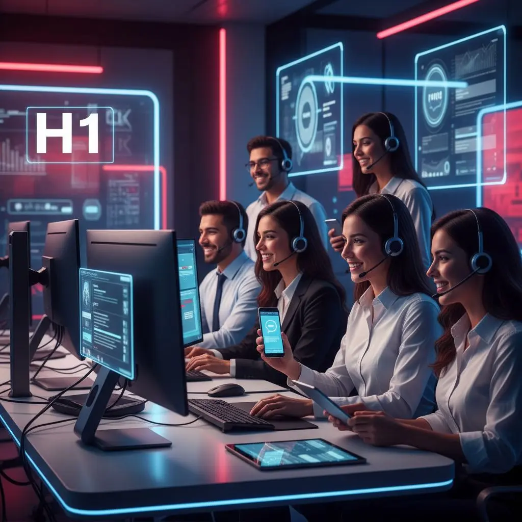 Equipo de soporte de Wplay atendiendo chat online sobre apuestas deportivas en un entorno moderno