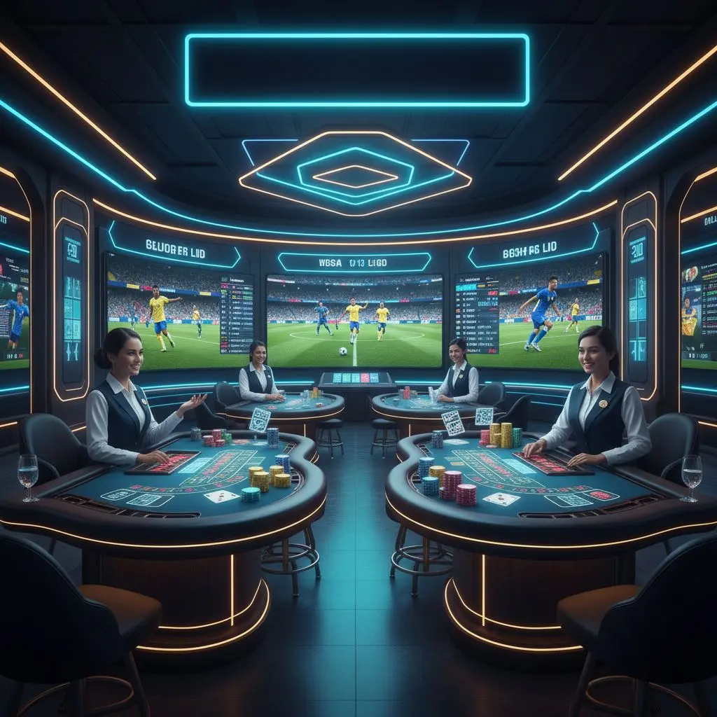 Casino Wplay en vivo con crupieres y apuestas deportivas en tiempo real bajo luz moderna.