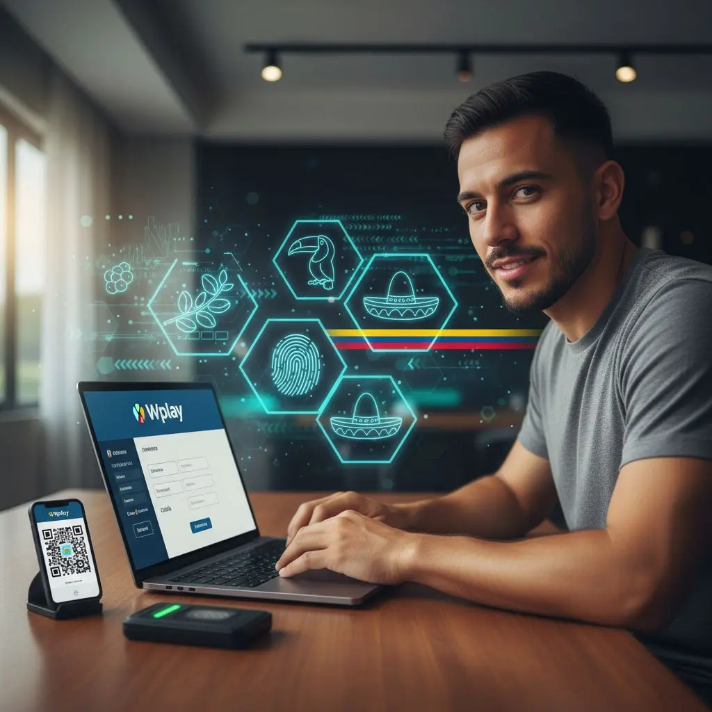 Usuario colombiano registrándose en Wplay mostrando seguridad y autenticidad.